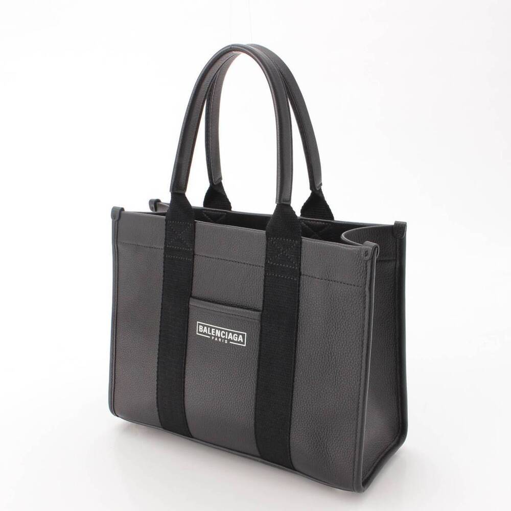 Balenciaga Logo Leather Handbag Shoulder Bag Black - Picture 2 of 8